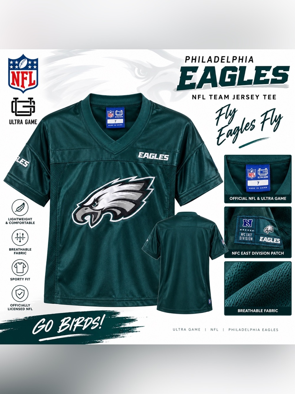 Philadelphia Eagles Kids Dark Green Short Sleeve Jersey